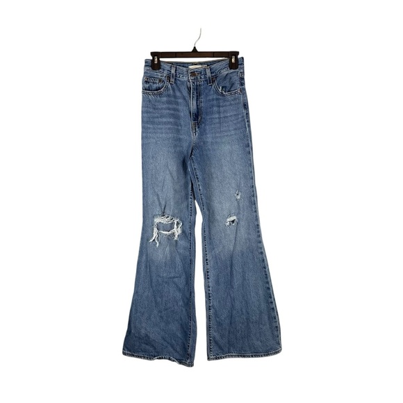 Levi’s High Loose Flare Jeans Distressed Blue sz. 26 - Picture 2 of 14